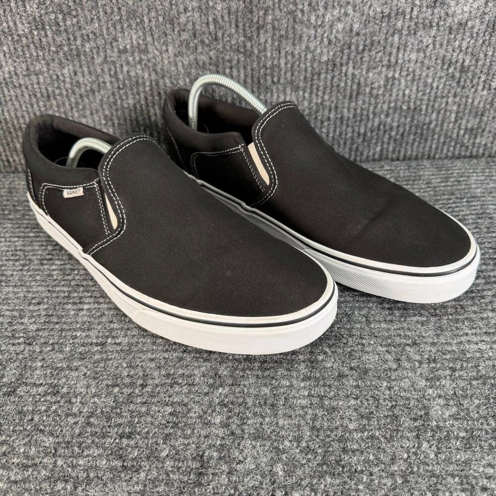 Vans Black Slip On Sneakers Shoes Mens Size 13 Canvas Casual Skate